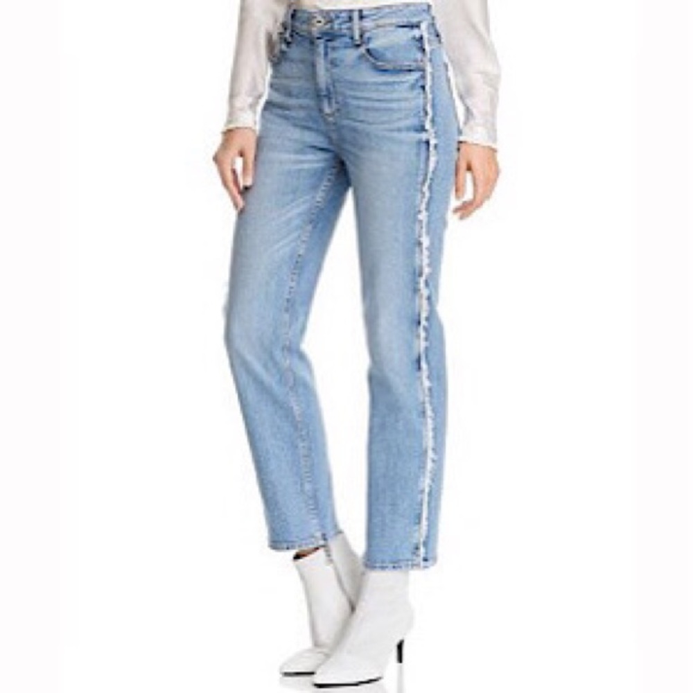 “NEW” PAIGE Noella Fray-Detail Straight Jeans